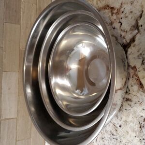 Three Stackable Stainless Bowls